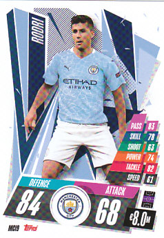 Rodri Manchester City 2020/21 Topps Match Attax CL #MCI09